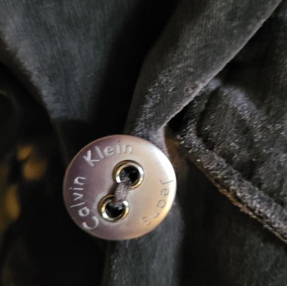 Women's CALVIN KLEIN JEANS Black Velour Lined Jacket Sz M y2k vintage - Picture 9 of 12
